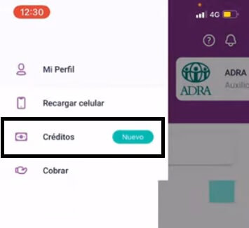 menú solicitud de crédito en Yape